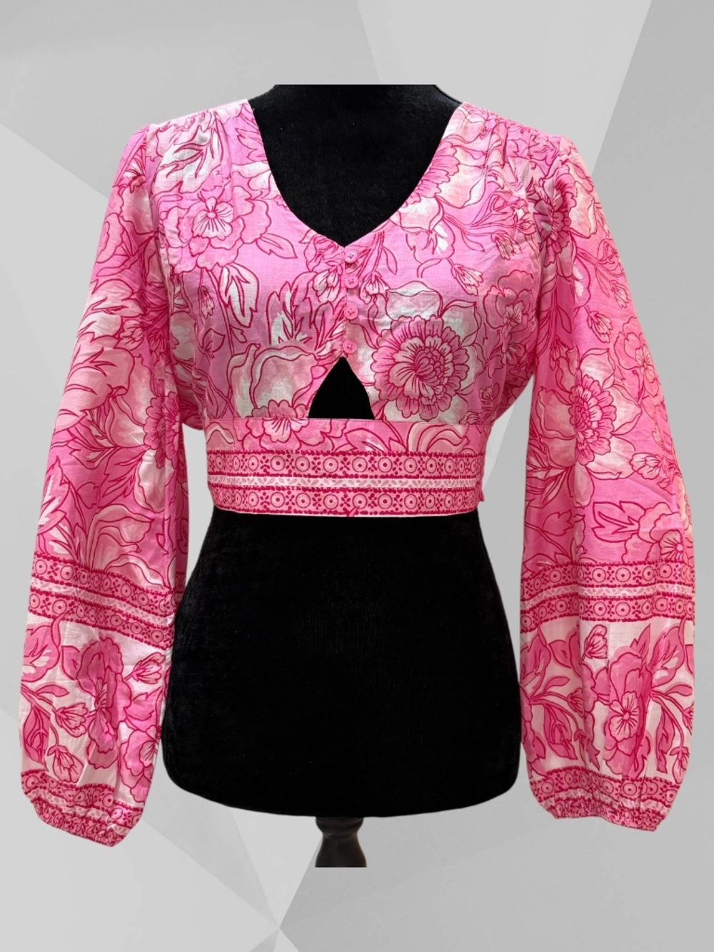 BAND OF THE FREE Long Sleeved V-Neck Crop Top 100% Cotton S So Pretty NWT